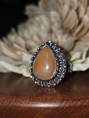 Red Aventurine Ring 925 Sterling Silver Overlay Size 9 NEW